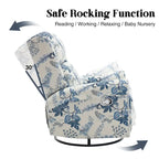 Sillón reclinable manual Floral Wingback – Giratorio, Balancín y Deslizante
