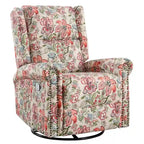 Sillón reclinable manual Floral Wingback – Giratorio, Balancín y Deslizante