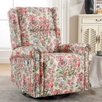 Sillón reclinable manual Floral Wingback – Giratorio, Balancín y Deslizante