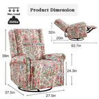 Sillón reclinable manual Floral Wingback – Giratorio, Balancín y Deslizante