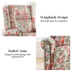 Sillón reclinable manual Floral Wingback – Giratorio, Balancín y Deslizante