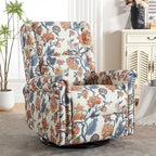 Sillón reclinable manual Floral Wingback – Giratorio, Balancín y Deslizante
