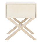 Mesa de Noche Auxiliar de 1 Cajón Estilo Campaña – Madera de Acacia, 4 Colores