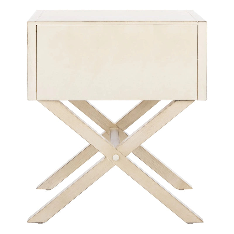 Mesa de Noche Auxiliar de 1 Cajón Estilo Campaña – Madera de Acacia, 4 Colores