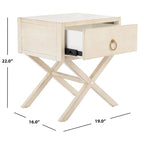 Mesa de Noche Auxiliar de 1 Cajón Estilo Campaña – Madera de Acacia, 4 Colores