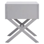 Mesa de Noche Auxiliar de 1 Cajón Estilo Campaña – Madera de Acacia, 4 Colores