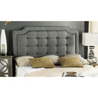 Cabecero tapizado capitoné King – Gris topo, estilo Hollywood Glam