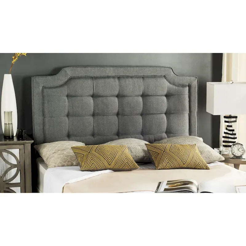 Cabecero tapizado capitoné King – Gris topo, estilo Hollywood Glam