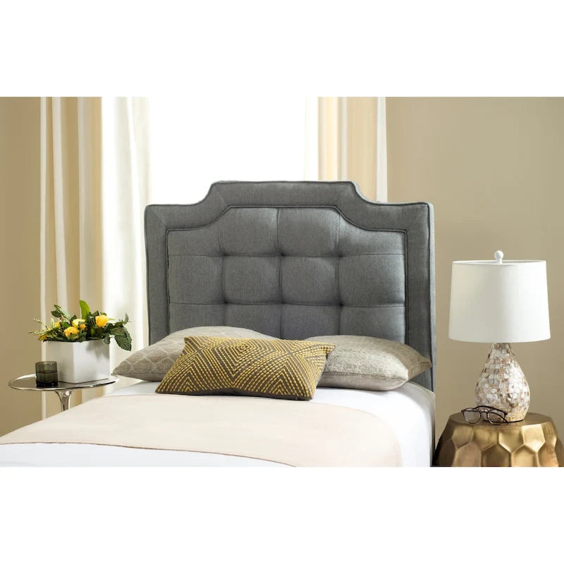 Cabecero tapizado capitoné King – Gris topo, estilo Hollywood Glam