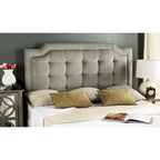 Cabecero tapizado capitoné King – Gris topo, estilo Hollywood Glam