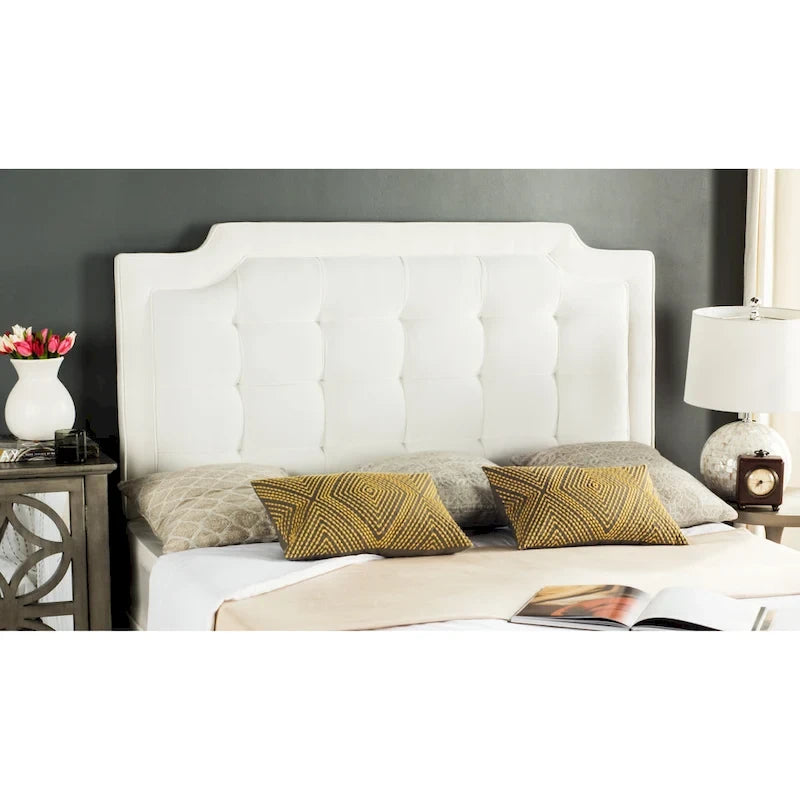 Cabecero tapizado capitoné King – Gris topo, estilo Hollywood Glam