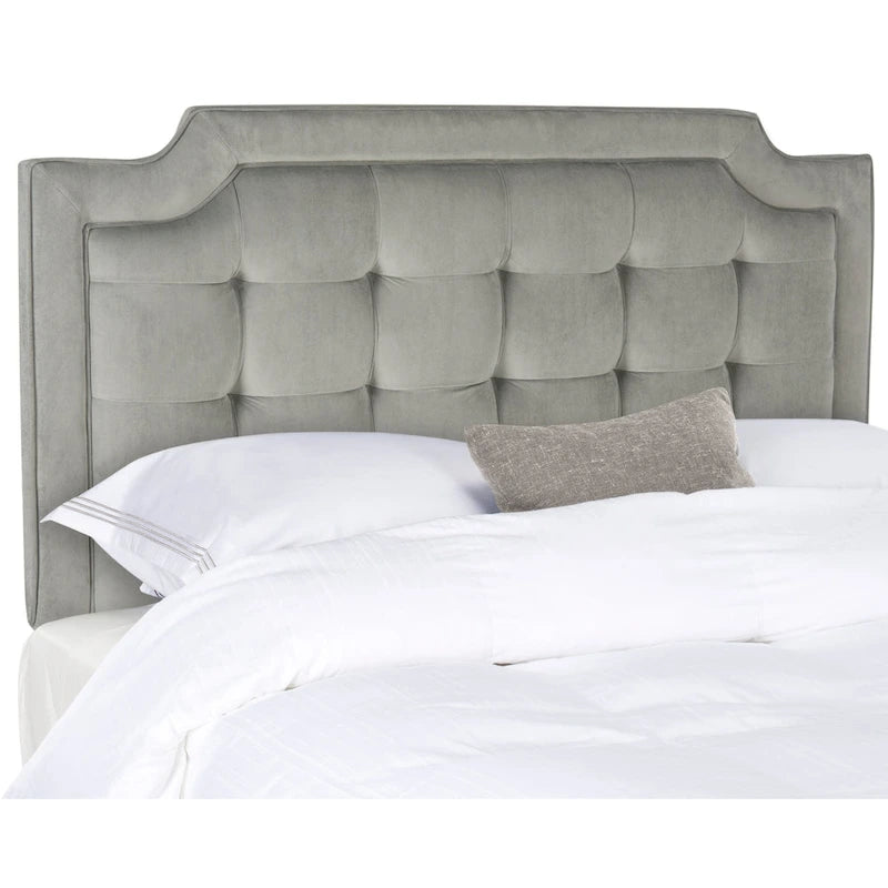 Cabecero tapizado capitoné King – Gris topo, estilo Hollywood Glam