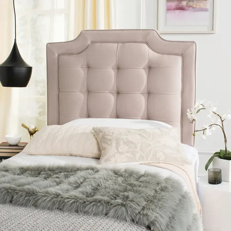 Cabecero tapizado capitoné King – Gris topo, estilo Hollywood Glam