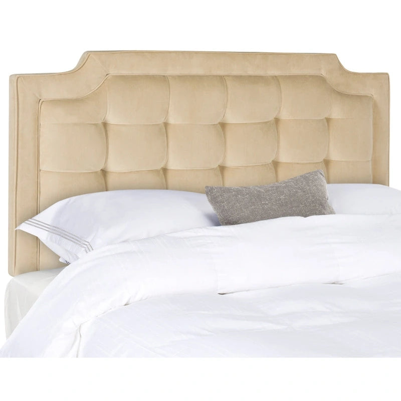 Cabecero tapizado capitoné King – Gris topo, estilo Hollywood Glam