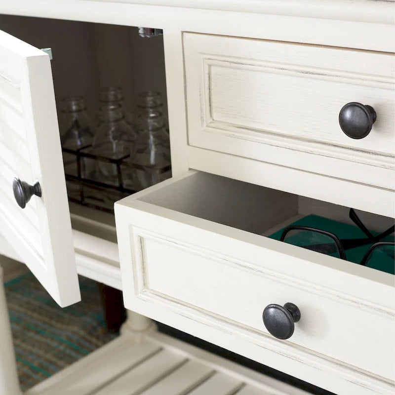 Mesa consola rústica con 2 cajones y 2 puertas – 119 cm de ancho, 4 acabados