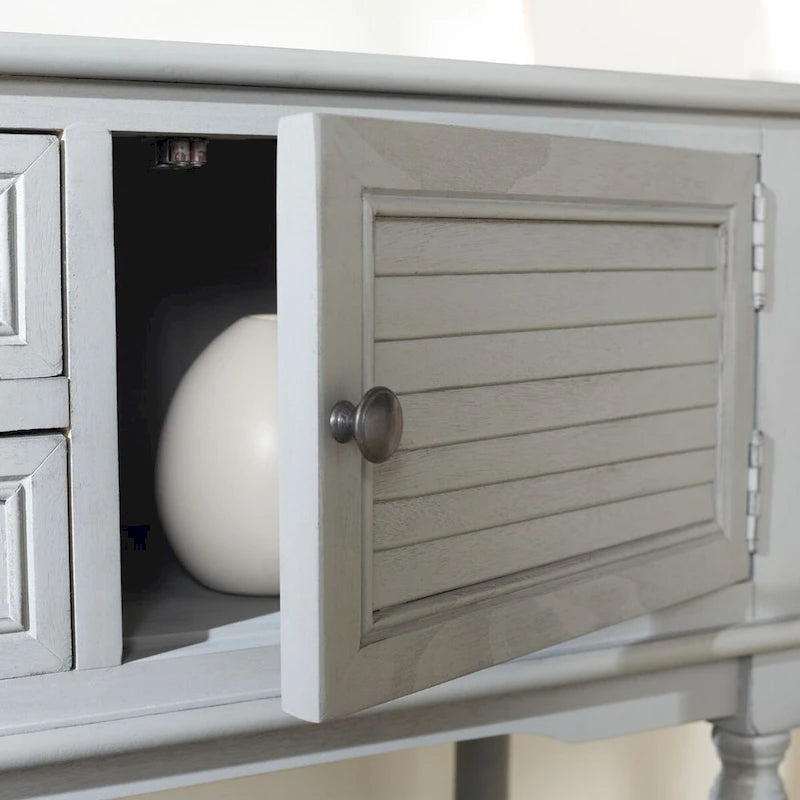 Mesa consola rústica con 2 cajones y 2 puertas – 119 cm de ancho, 4 acabados