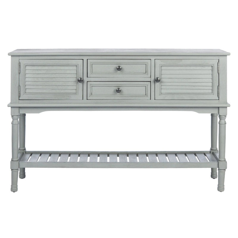 Mesa consola rústica con 2 cajones y 2 puertas – 119 cm de ancho, 4 acabados