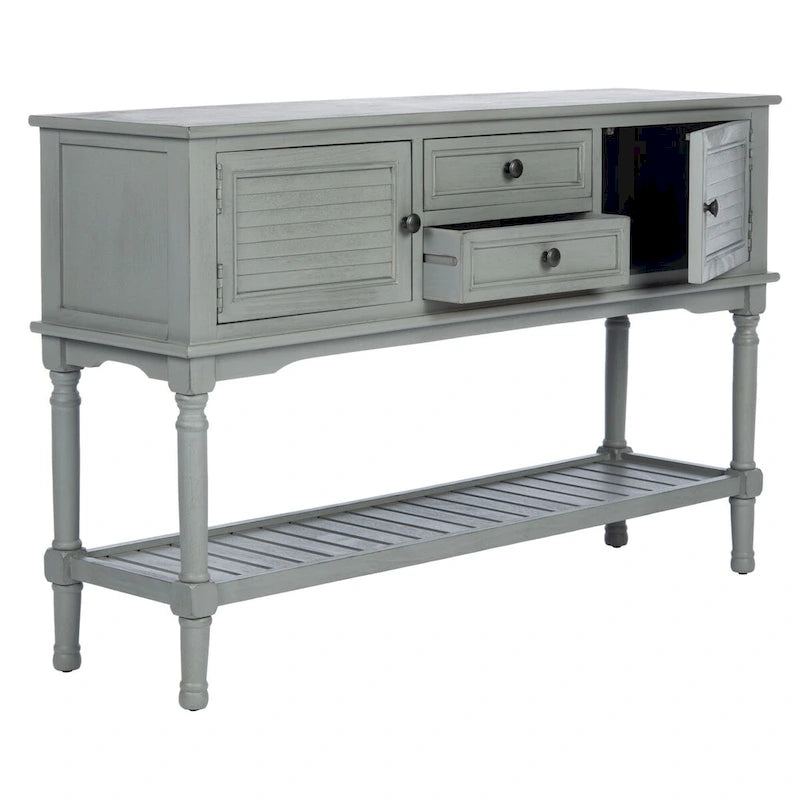 Mesa consola rústica con 2 cajones y 2 puertas – 119 cm de ancho, 4 acabados