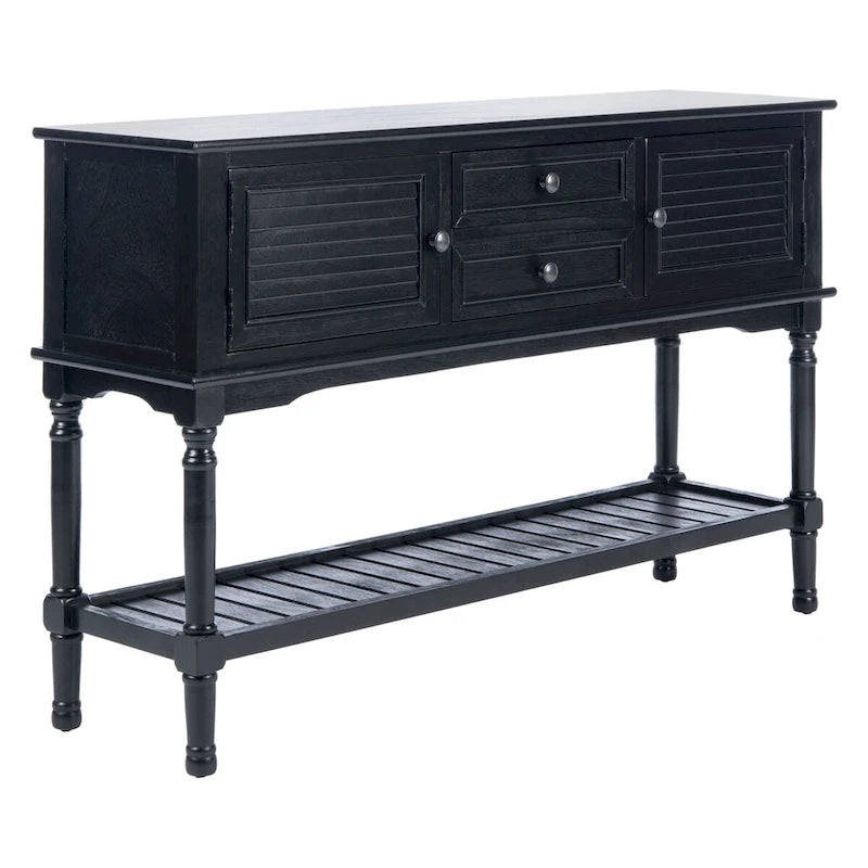 Mesa consola rústica con 2 cajones y 2 puertas – 119 cm de ancho, 4 acabados