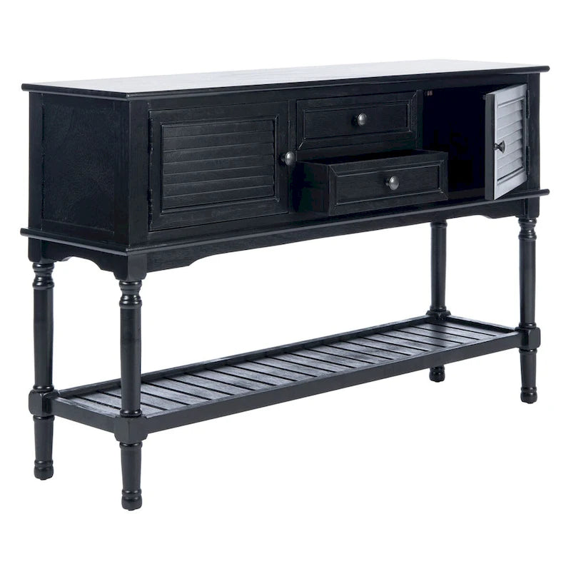 Mesa consola rústica con 2 cajones y 2 puertas – 119 cm de ancho, 4 acabados