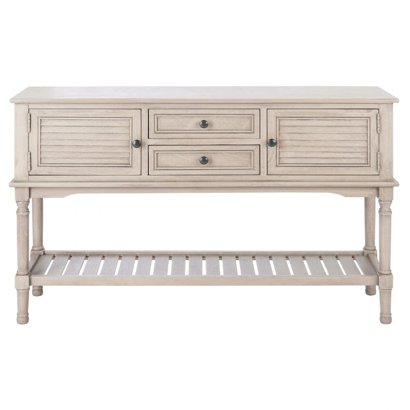 Mesa consola rústica con 2 cajones y 2 puertas – 119 cm de ancho, 4 acabados