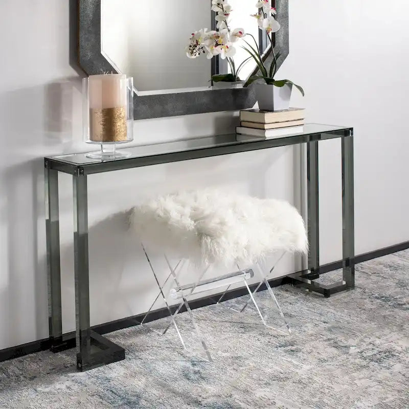 Mesa consola moderna de acrílico – Transparente, 60"An. x 10"Prof. x 30"Al.