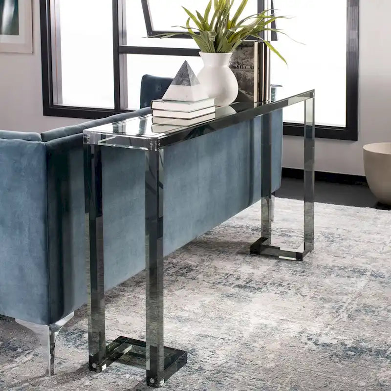 Mesa consola moderna de acrílico – Transparente, 60"An. x 10"Prof. x 30"Al.