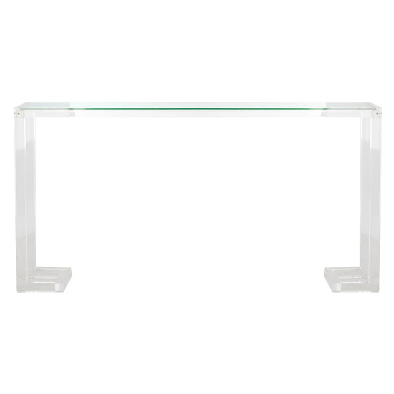 Mesa consola moderna de acrílico – Transparente, 60"An. x 10"Prof. x 30"Al.