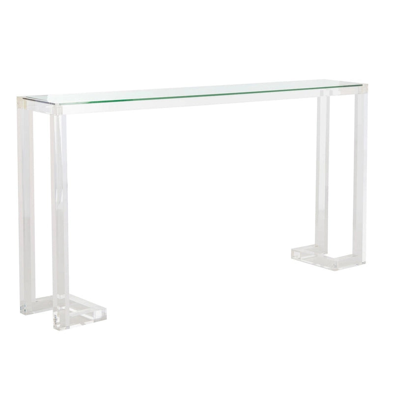 Mesa consola moderna de acrílico – Transparente, 60"An. x 10"Prof. x 30"Al.