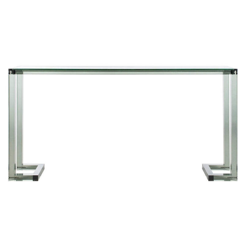 Mesa consola moderna de acrílico – Transparente, 60"An. x 10"Prof. x 30"Al.