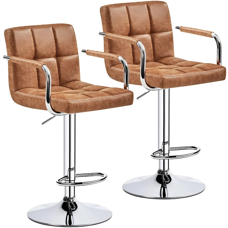 Yaheetech Bar Stools with 360-Degree Swivel and Adjustable Height- Set of 2