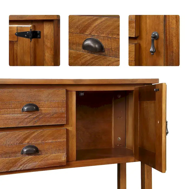 Aparador/Consola de madera maciza de 48" con 2 cajones, armarios y estante inferior