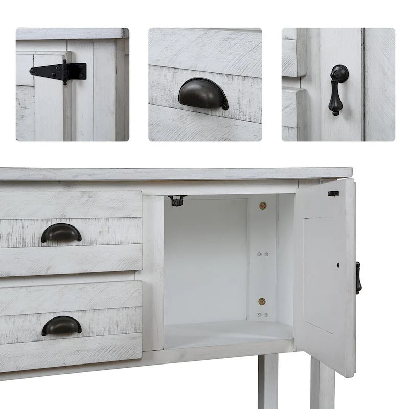 Aparador/Consola de madera maciza de 48" con 2 cajones, armarios y estante inferior