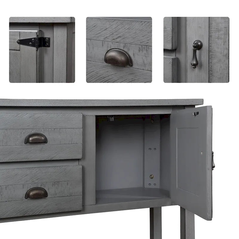 Aparador/Consola de madera maciza de 48" con 2 cajones, armarios y estante inferior