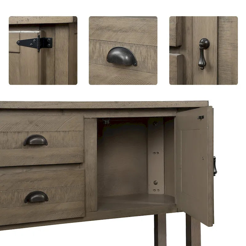 Aparador/Consola de madera maciza de 48" con 2 cajones, armarios y estante inferior