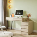 Escritorio de ordenador reversible con 5 cajones y soporte para impresora – Blanco de alto brillo