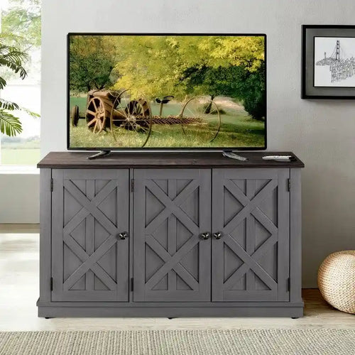 Mueble de TV de madera rústica natural de 48 pulg. - Para televisores de hasta 55 pulg.