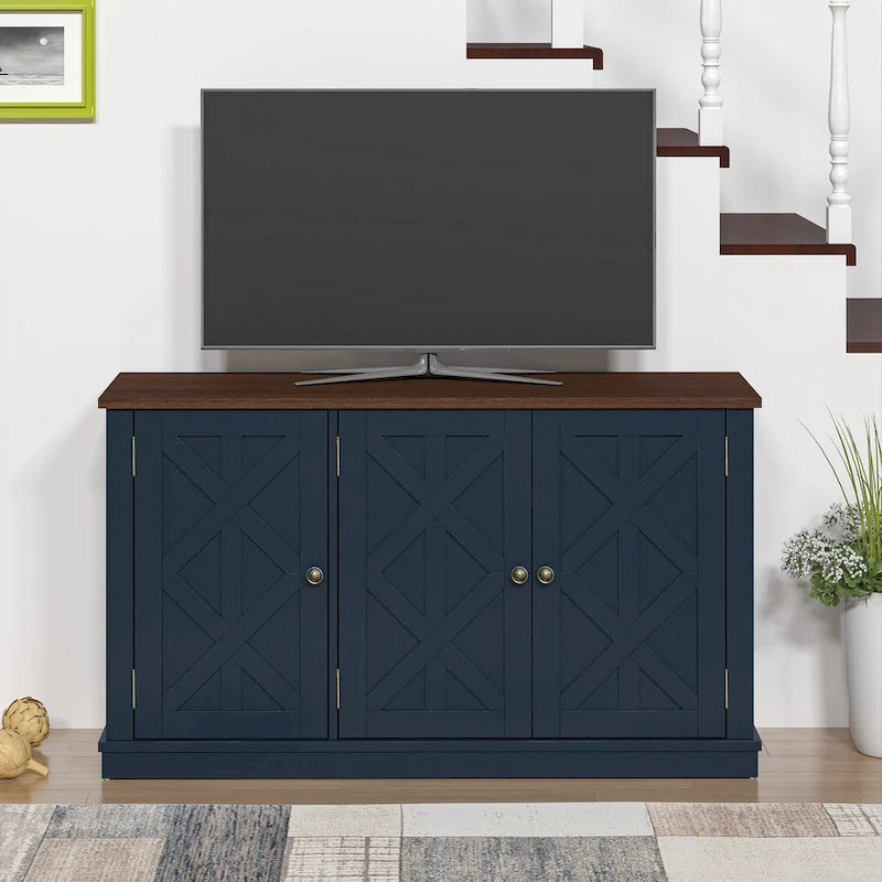 Mueble de TV de madera rústica natural de 48 pulg. - Para televisores de hasta 55 pulg.