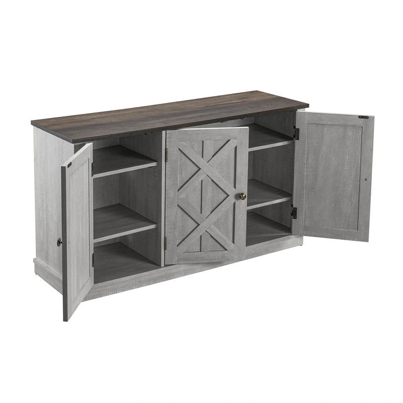 Mueble de TV de madera rústica natural de 48 pulg. - Para televisores de hasta 55 pulg.