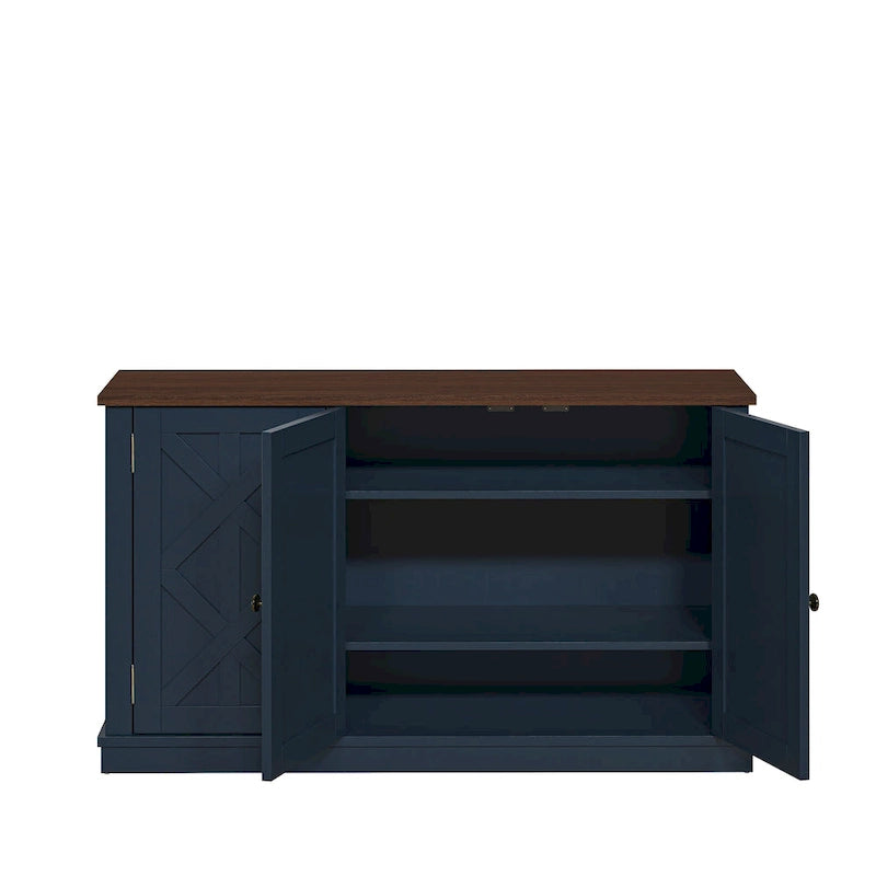 Mueble de TV de madera rústica natural de 48 pulg. - Para televisores de hasta 55 pulg.