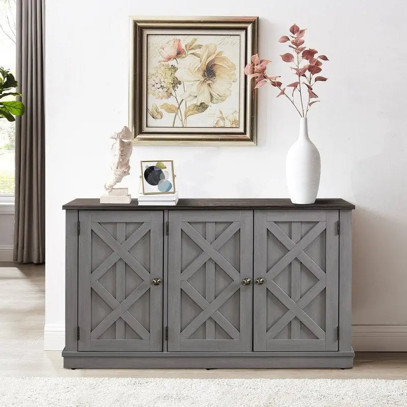 Mueble de TV de madera rústica natural de 48 pulg. - Para televisores de hasta 55 pulg.