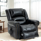 Sillones reclinables elevadores de cuero genuino con motor dual, masaje y calor, puertos USB