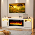 Soporte para TV de 70" con chimenea eléctrica de 36" y luces LED de 16 colores