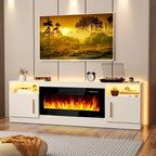 Soporte para TV de 70" con chimenea eléctrica de 36" y luces LED de 16 colores