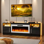 Soporte para TV de 70" con chimenea eléctrica de 36" y luces LED de 16 colores