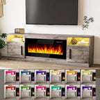 Soporte para TV de 70" con chimenea eléctrica de 36" y luces LED de 16 colores