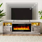 Soporte para TV de 70" con chimenea eléctrica de 36" y luces LED de 16 colores