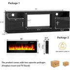 Soporte para TV de 70" con chimenea eléctrica de 36" y luces LED de 16 colores