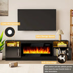 Soporte para TV de 70" con chimenea eléctrica de 36" y luces LED de 16 colores