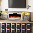 Soporte para TV de 70" con chimenea eléctrica de 36" y luces LED de 16 colores